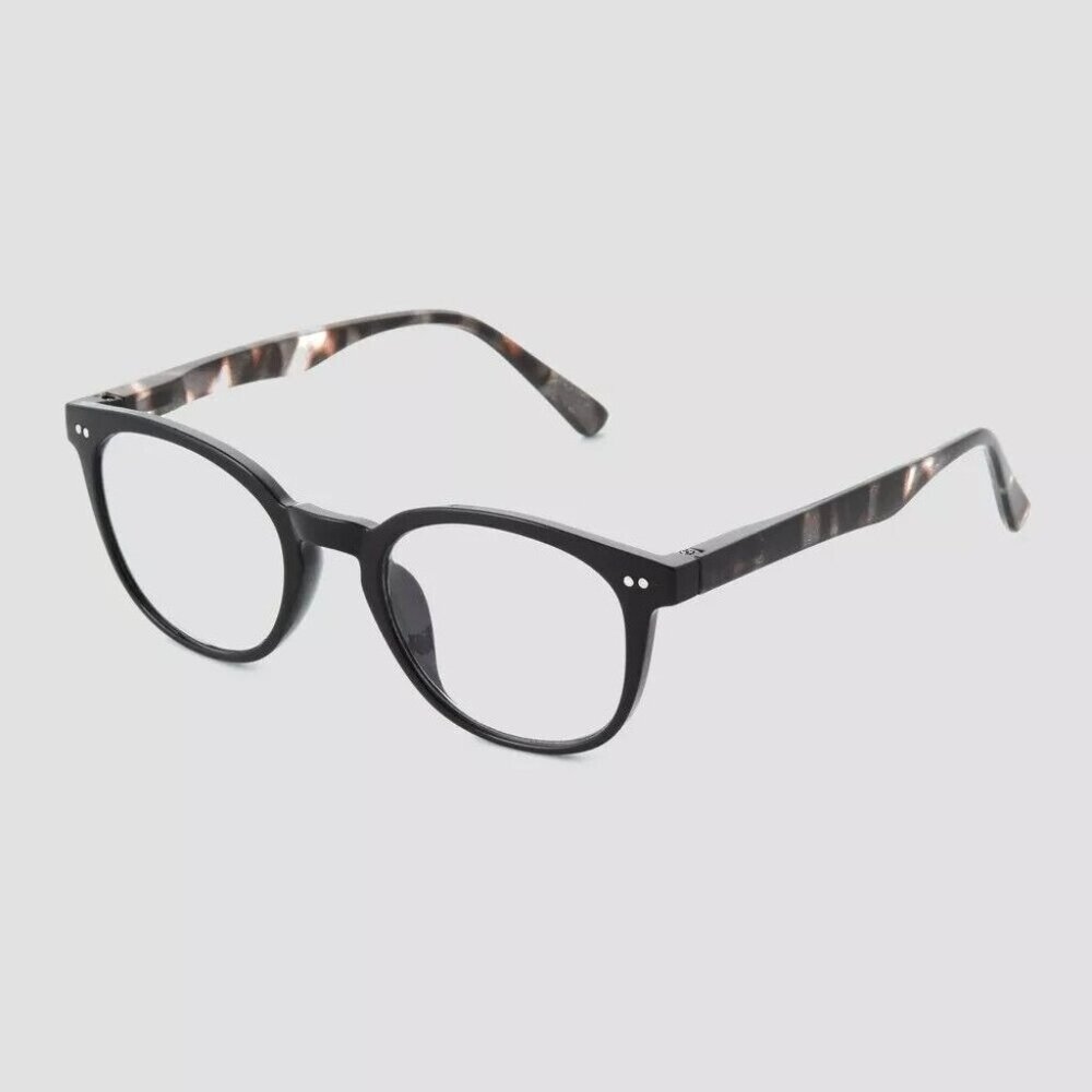 Women's Black Round Blue Light Filtering Matte Black Glasses - Universal Thread